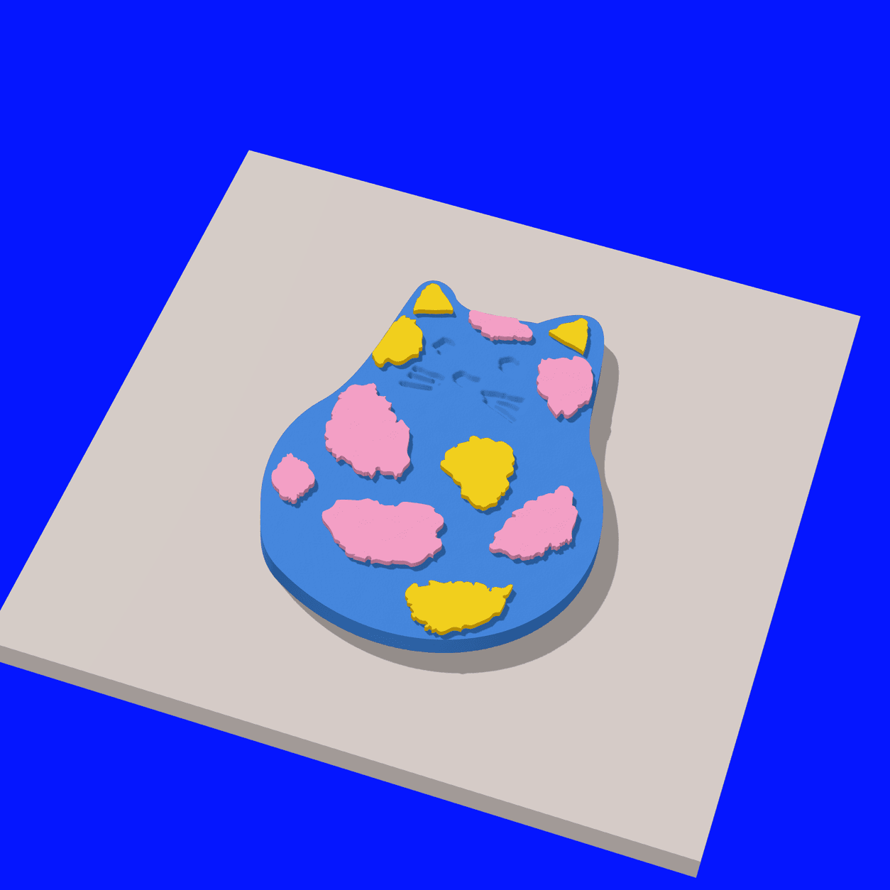Raised clay spots on the cat body.