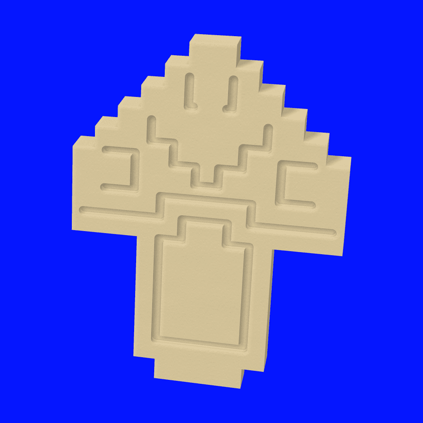 40 mm relief mushroom: the outline and detail are pressed into one slab.