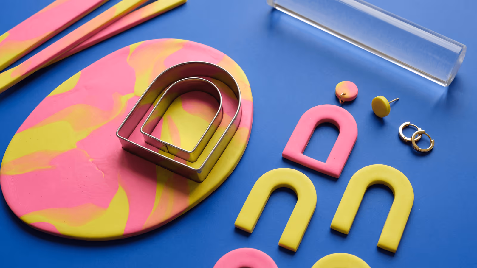 Polymer Clay Cutout Arch Earrings and Hoop Drops