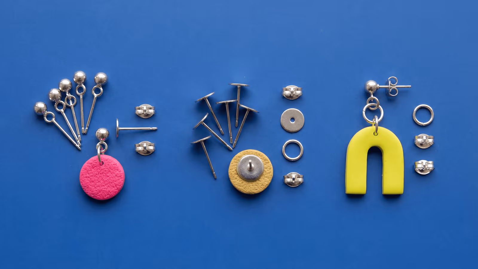 Polymer Clay Stud Toppers, Flat Pads, and Connector Rings