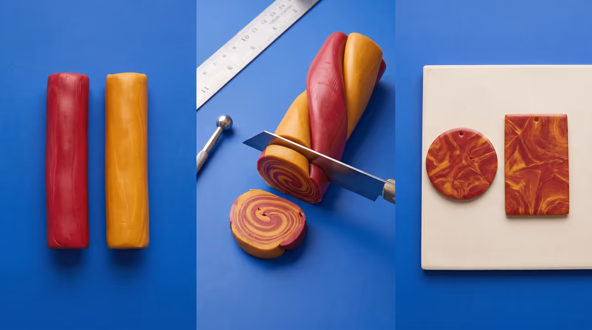 How to Make Faux Bakelite in Polymer Clay (Cherry-Amber Swirl Tutorial)