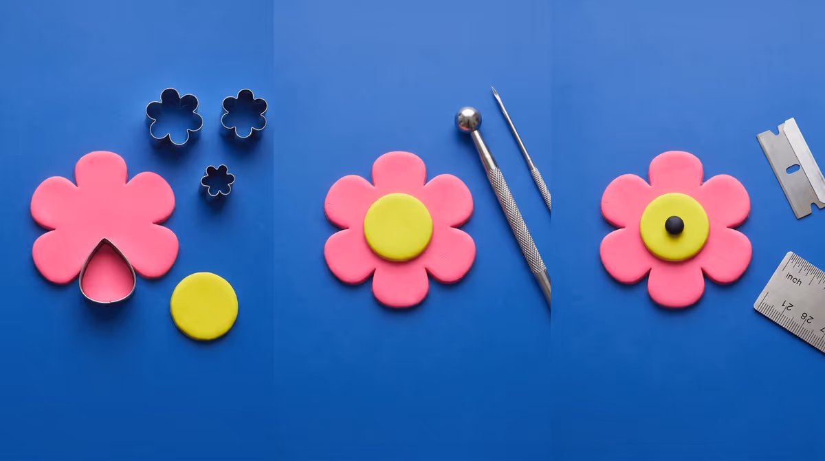 How to Make Polymer Clay Flower Earrings (Two-Color Applique)