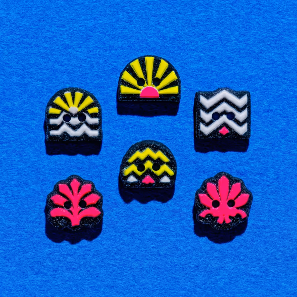 Black and Neon Art Deco Buttons