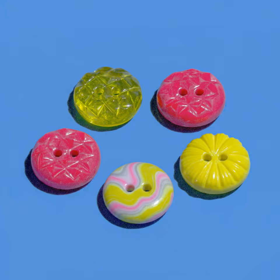 Chartreuse, Pink, and Yellow Mixed Glossy Button Set