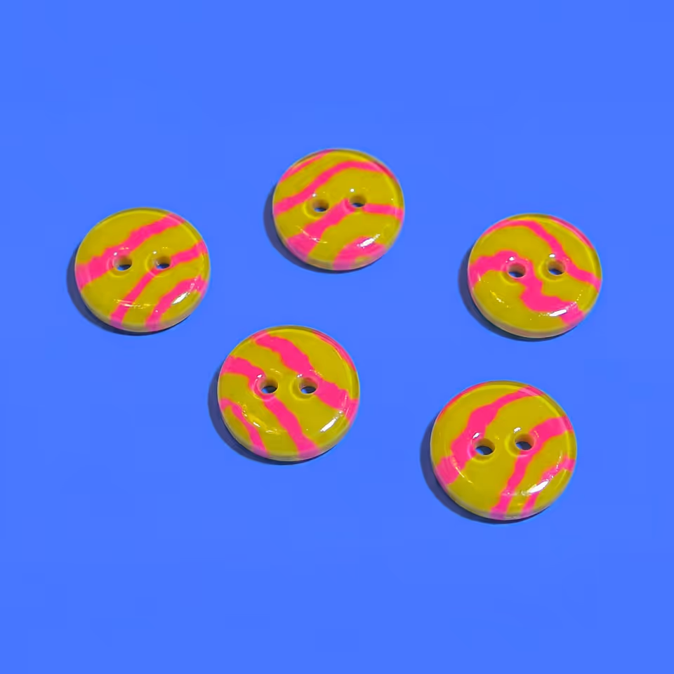Chartreuse and Hot Pink Wavy Buttons