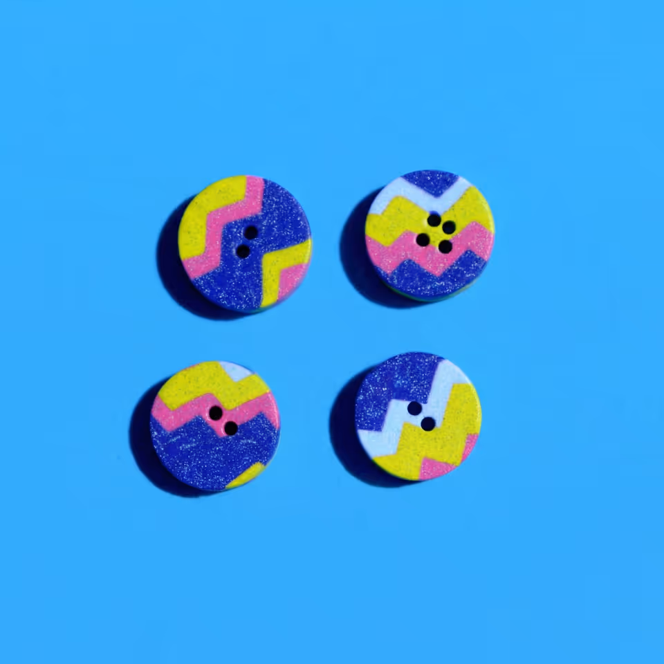 Cobalt, Pink, and Yellow Chevron Buttons