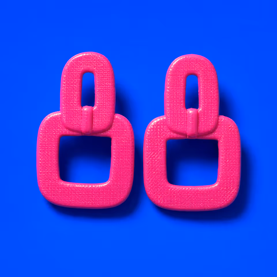 Hot Pink Linked Cutout Dangle Earrings