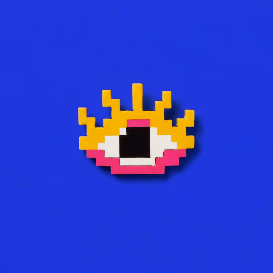 Yellow Pixel Eye Brooch