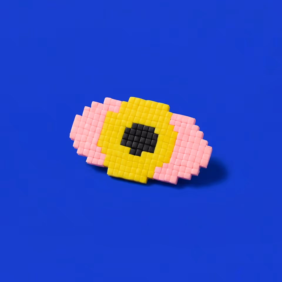 Pink Pixel Eye Tile Brooch