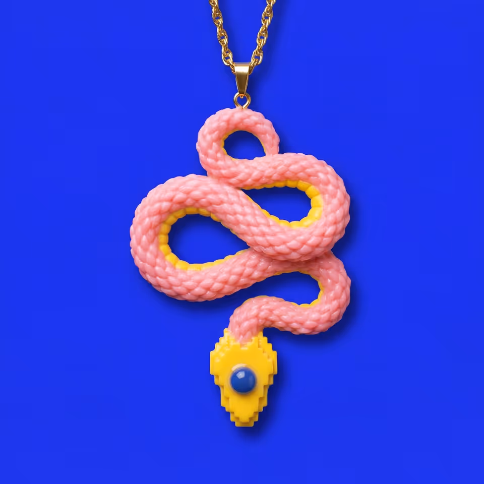 Pink Coiled Snake Pendant
