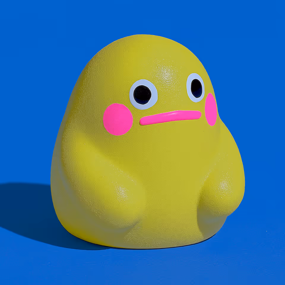 Yellow Rounded Blob Character Figurine
