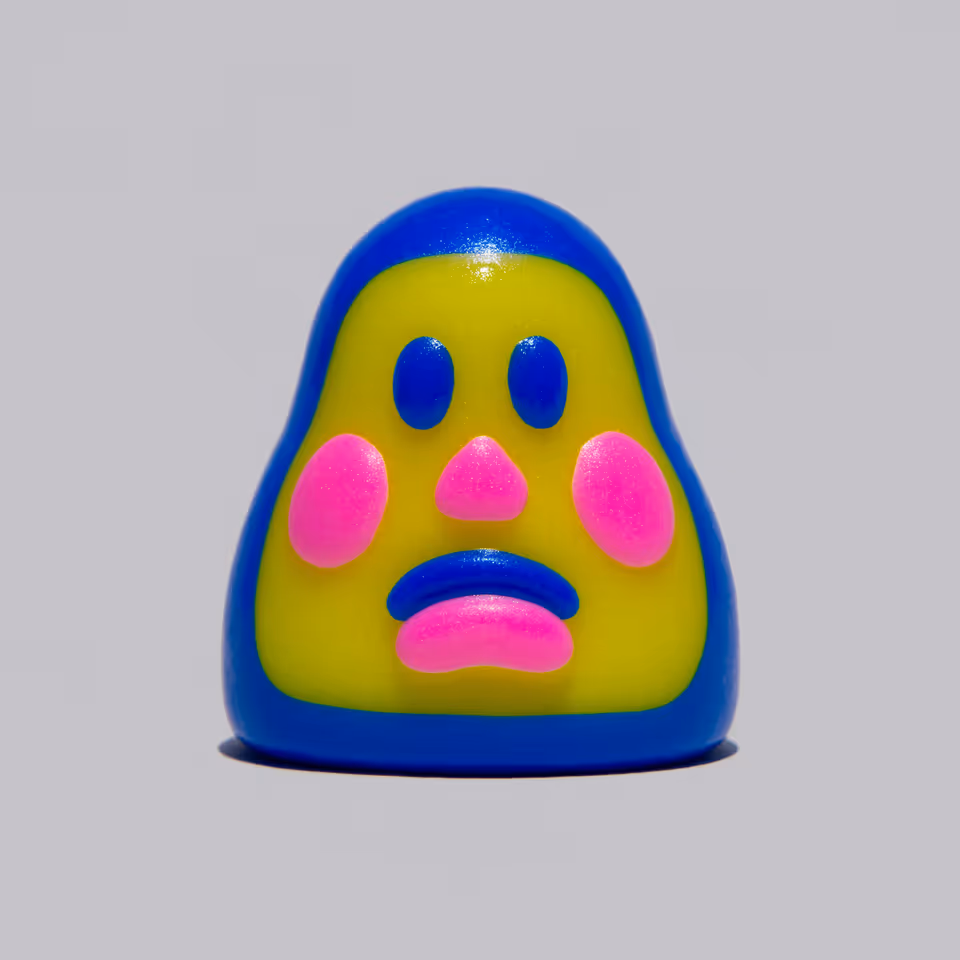 Blue Hooded Blob Character Figurine