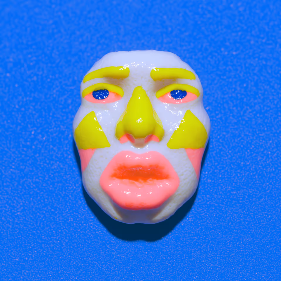 White Neon Theatre Face Brooch