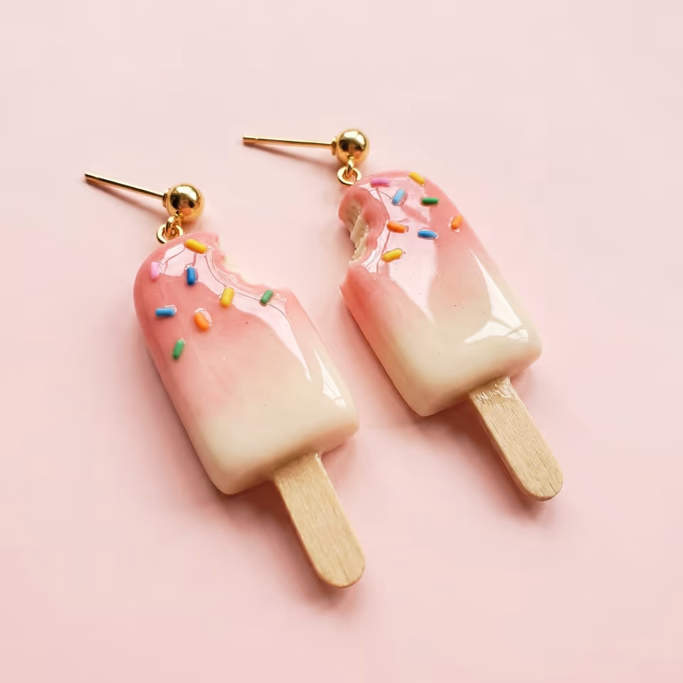 Pink Ombre Sprinkle Popsicle Earrings
