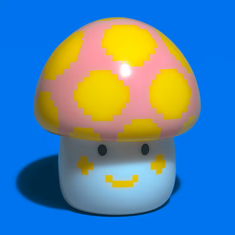 Pink Spotted Mushroom Figurine