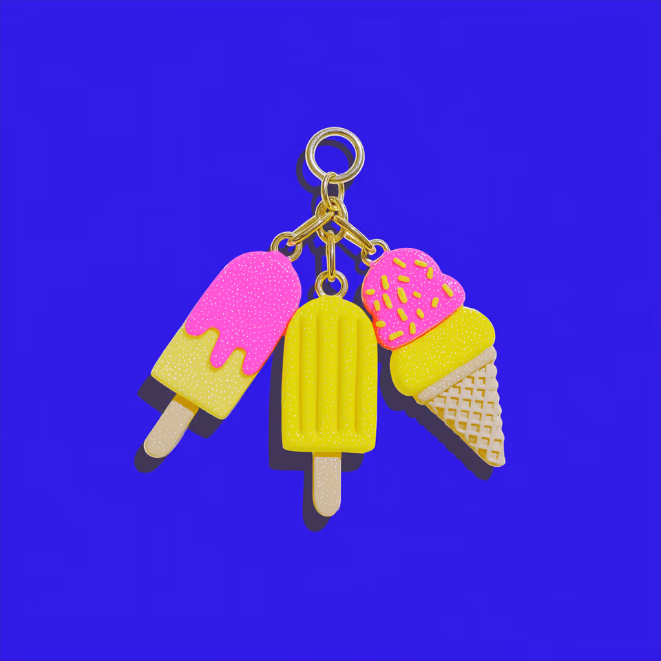 Pink and Yellow Frozen Treat Charm Cluster