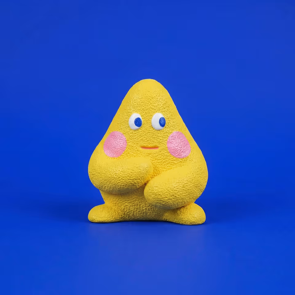 Yellow Textured Blob Character Figurine