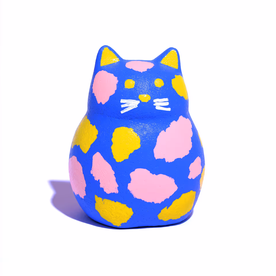Blue Spotted Terrazzo Cat Figurine