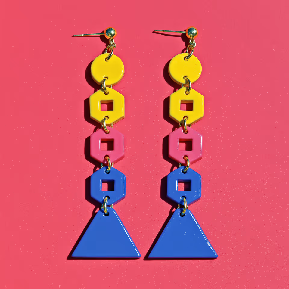 Yellow Pink Blue Mod Link Dangles