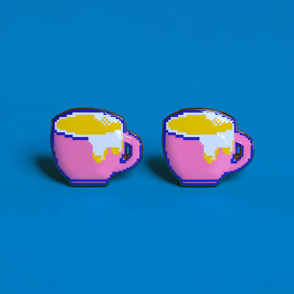 Pink Pixel Coffee Mug Studs