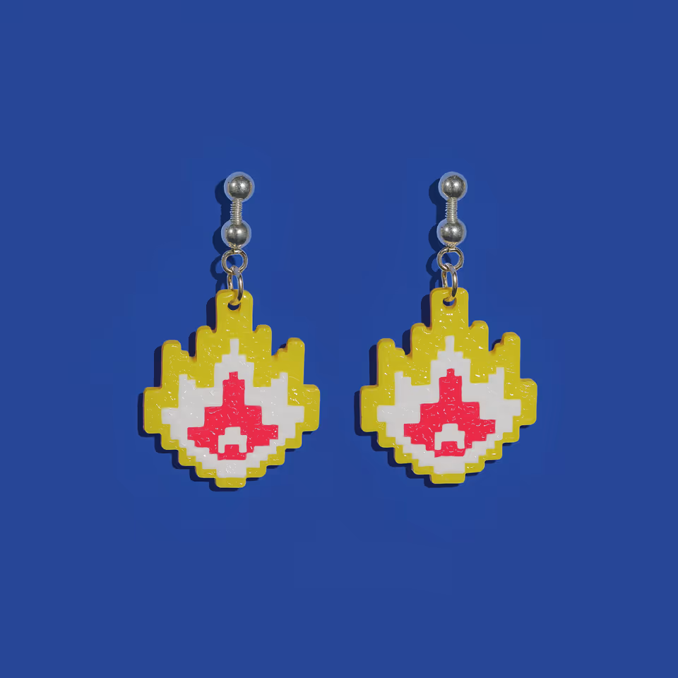 Yellow Pixel Crown Earrings