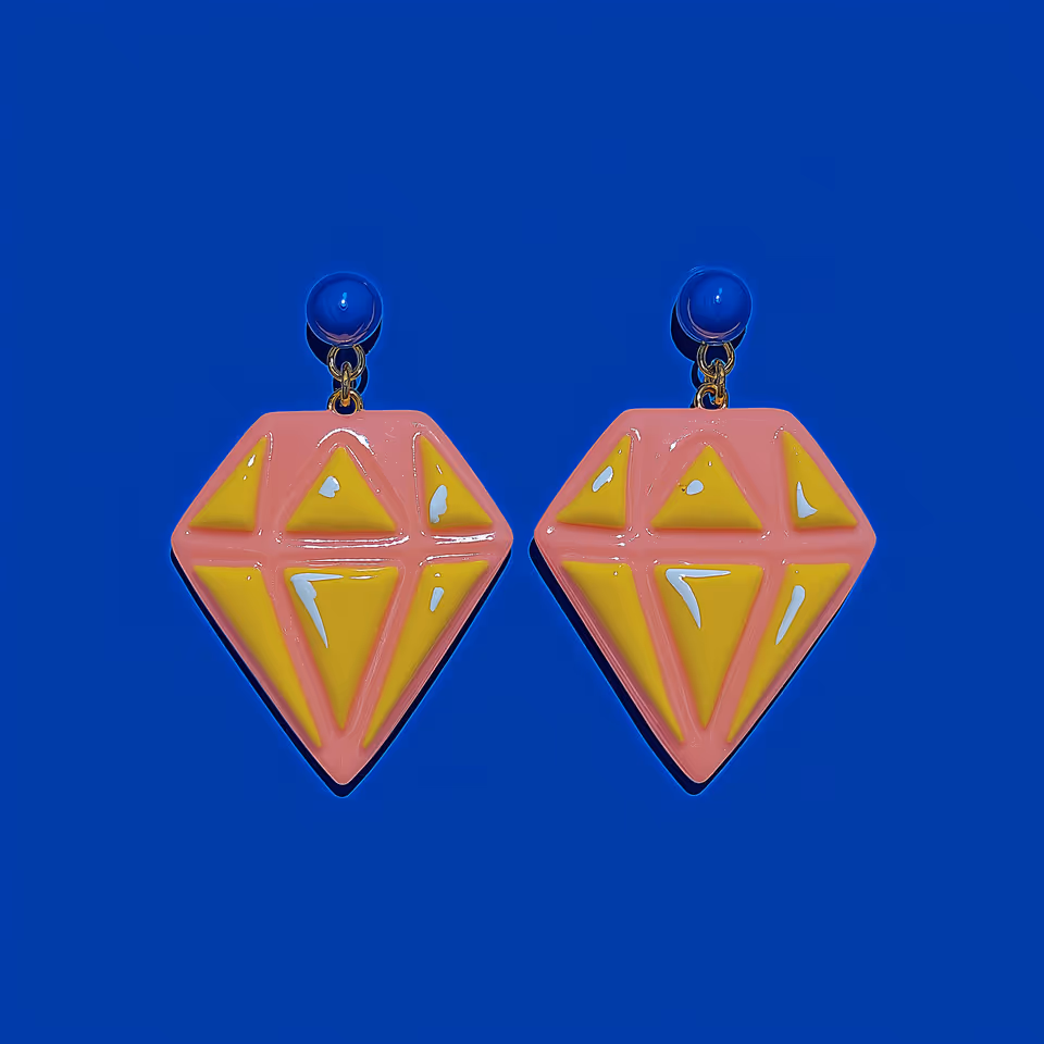 Pink and Yellow Faceted Gem Earrings