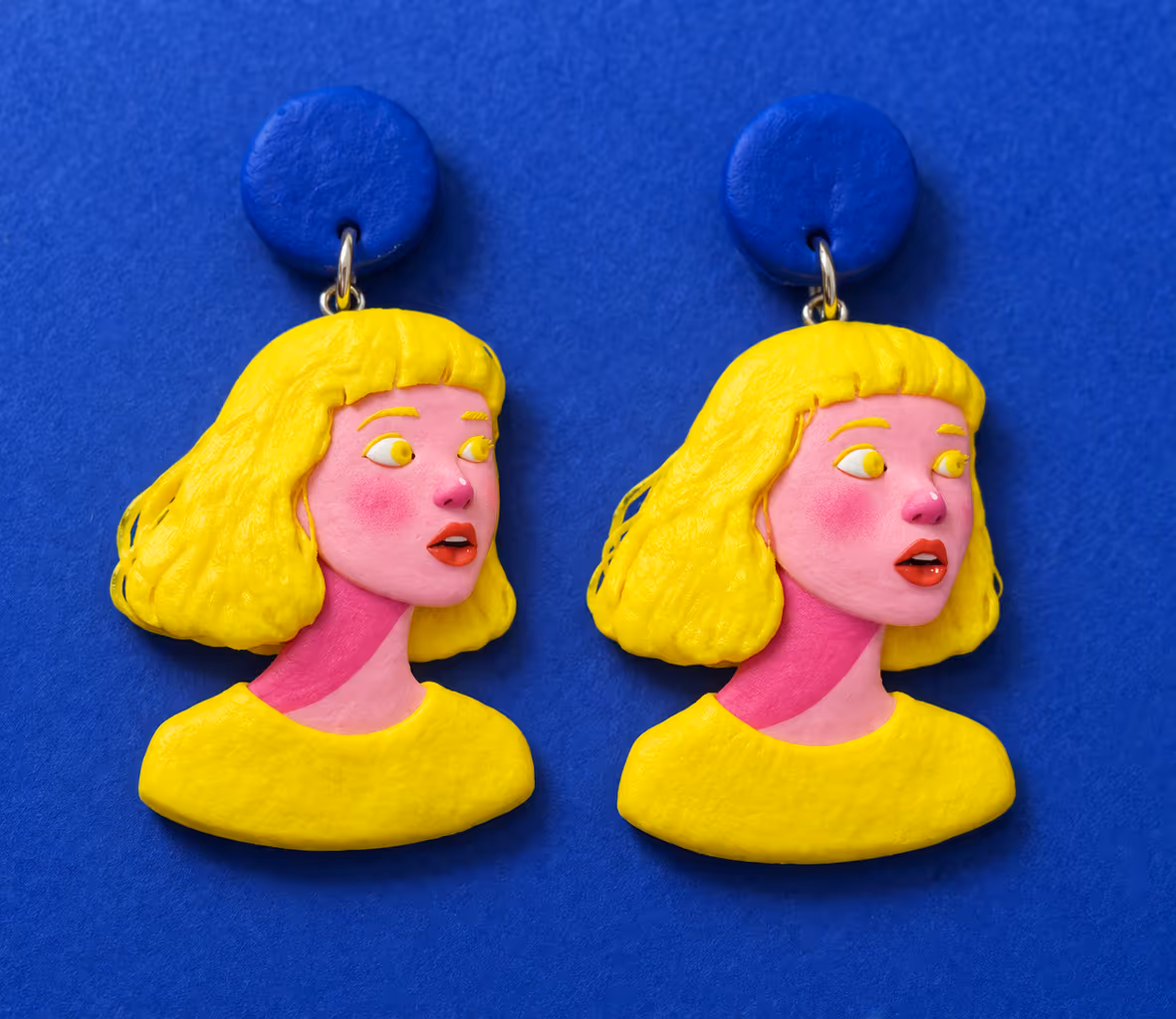 Polymer Clay Relief Faces, Portrait Plaques, and Stud Toppers