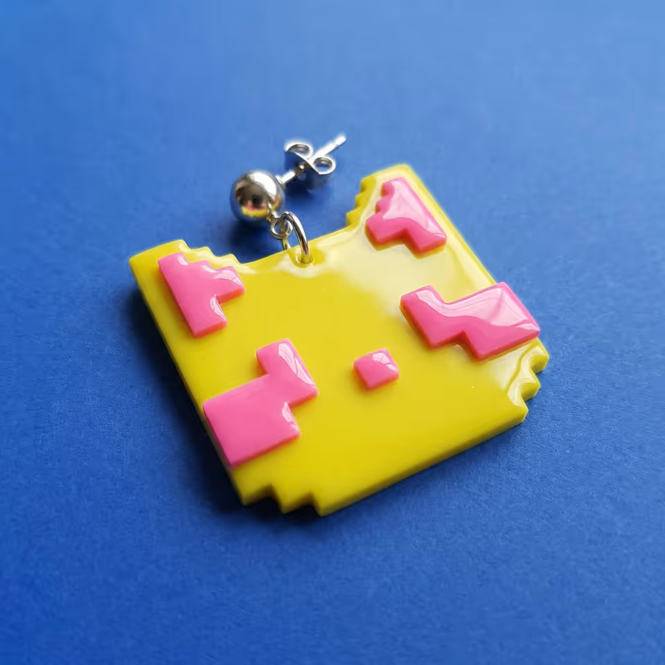 Yellow Pixel Tile Pendant