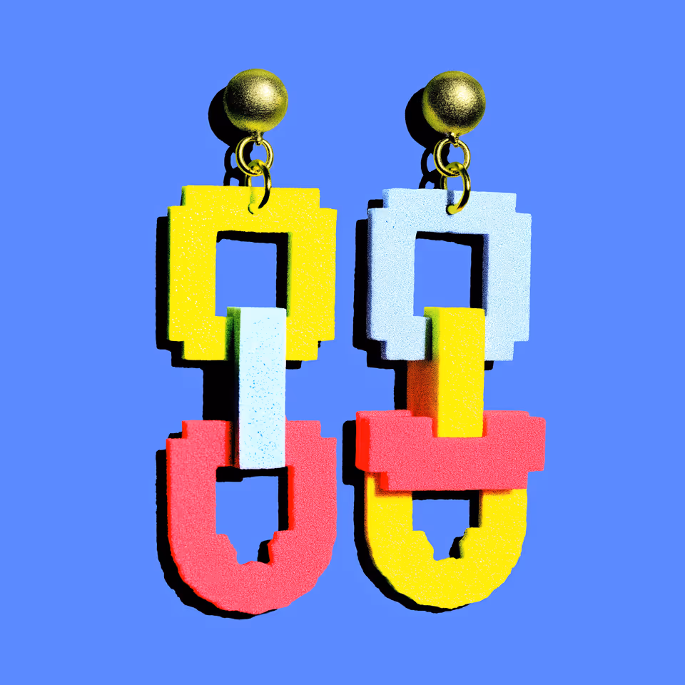 Pixel Chain Link Drop Earrings