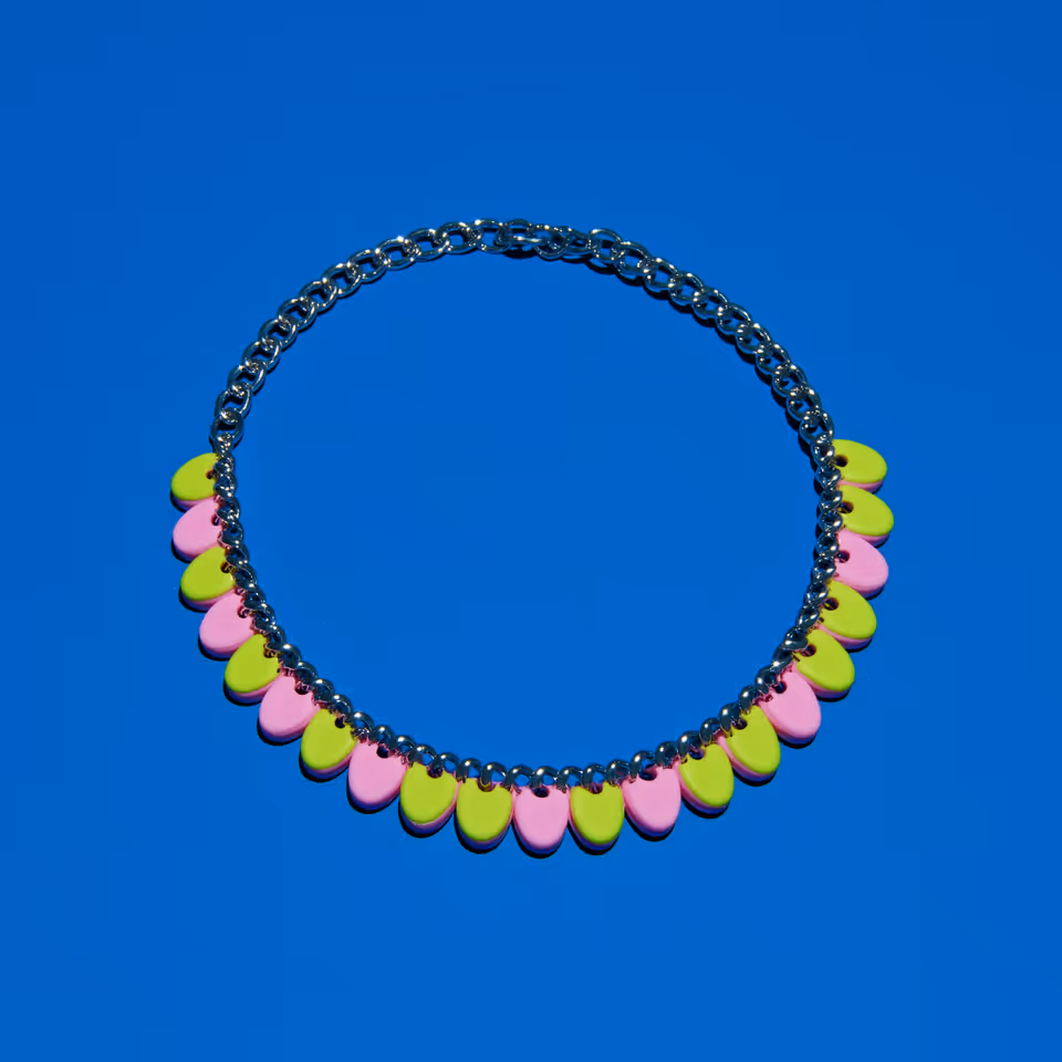 Pink and Yellow Petal Chain Necklace