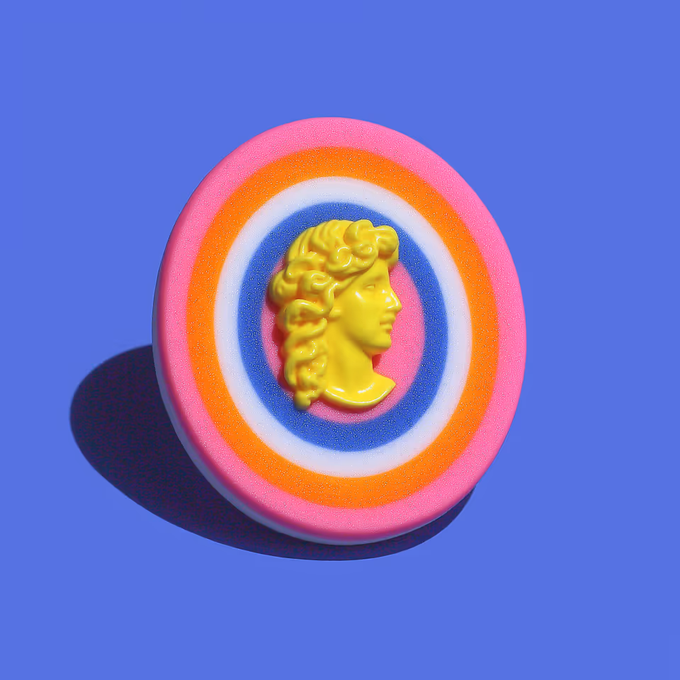 Neon Cameo Medallion Brooch