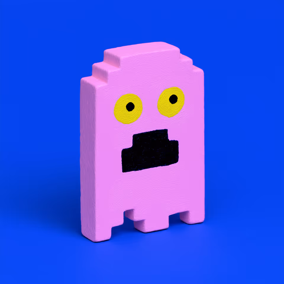 Pink Pixel Ghost Brooch