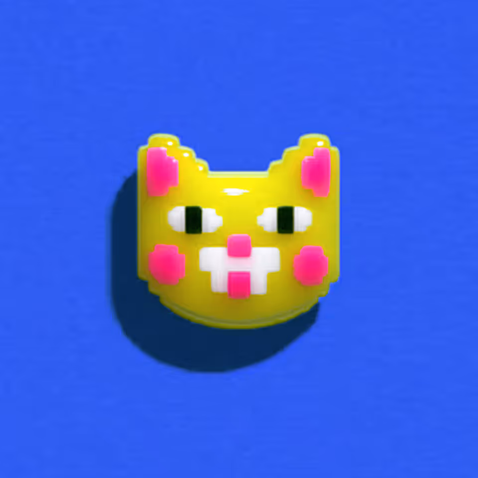 Yellow Pixel Cat Brooch