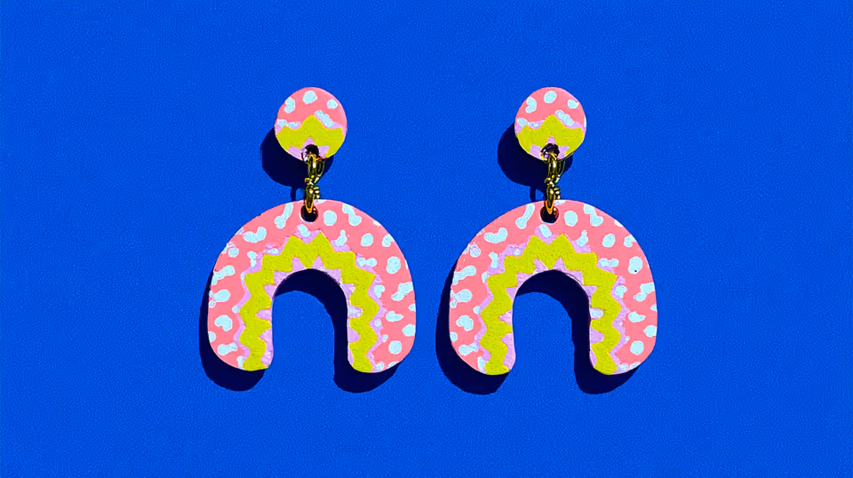 Pink Spotted Arch Drop Earrings